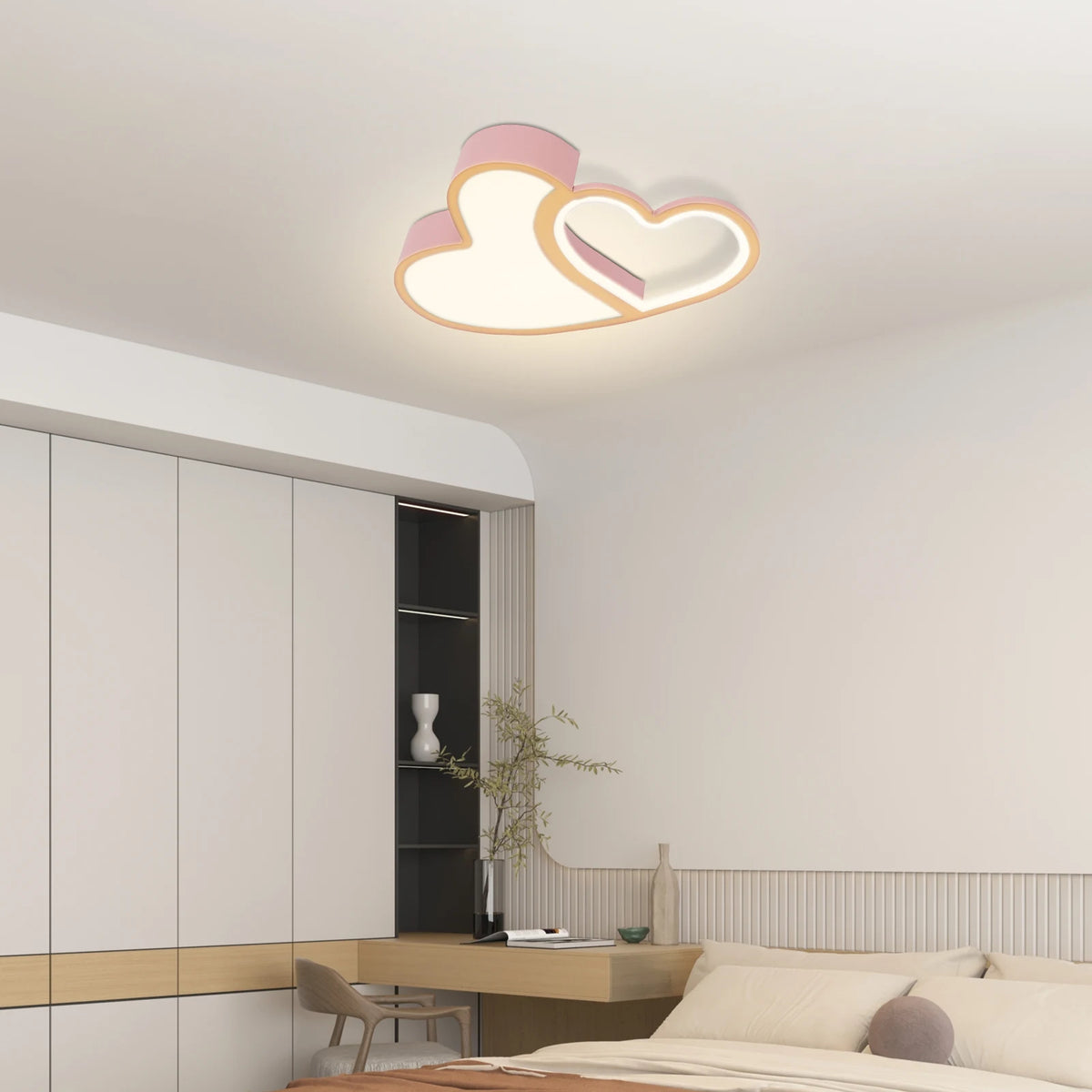 LED Ceiling Light Heart Shaped Flush Mount Lamp Acrylic Ceiling Lamp Dimmable Chandelier W/Remote 220V/110V for Children's Room
