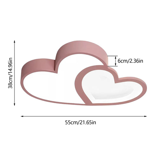 LED Ceiling Light Heart Shaped Flush Mount Lamp Acrylic Ceiling Lamp Dimmable Chandelier W/Remote 220V/110V for Children's Room