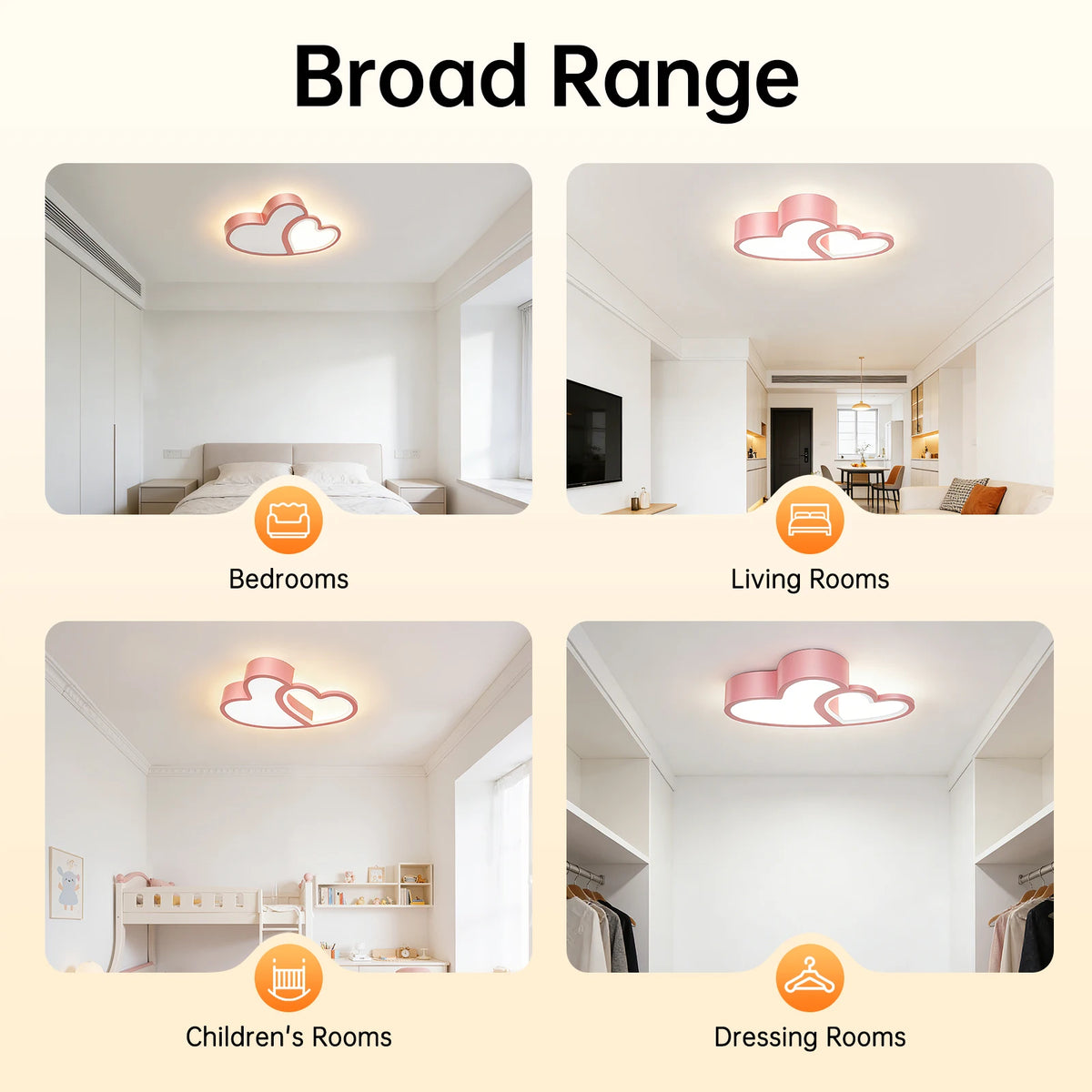 LED Ceiling Light Heart Shaped Flush Mount Lamp Acrylic Ceiling Lamp Dimmable Chandelier W/Remote 220V/110V for Children's Room