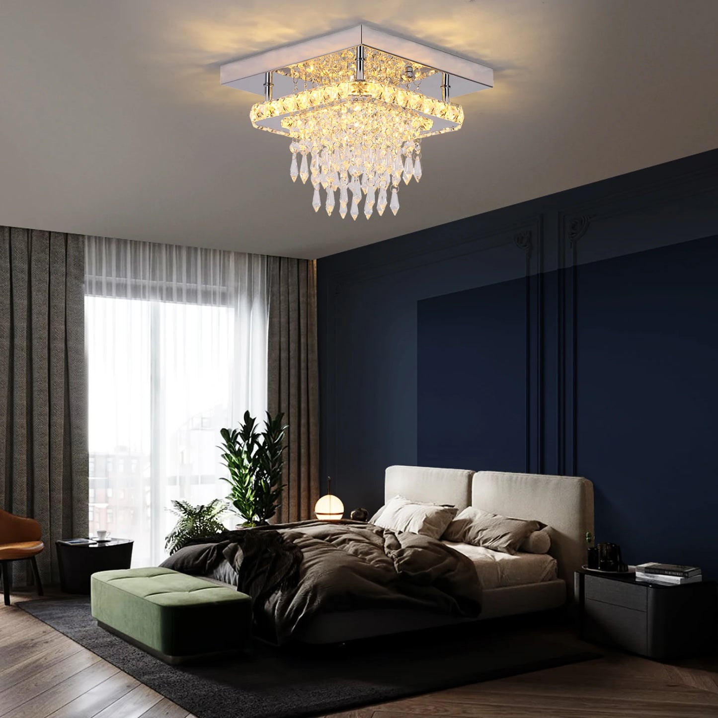 VETRULUS Luxury Silver K9 Crystal Ceiling Lamp Led Chandelier Modern Living Dining Room Decor Pendant Light Lustre Home Fixture