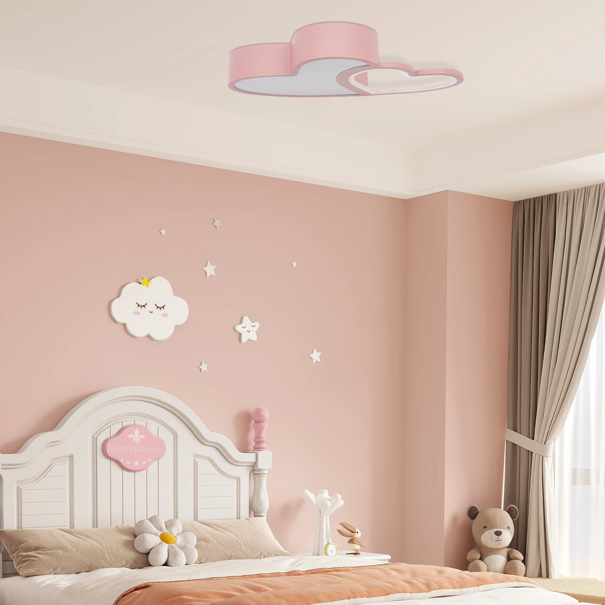 LED Ceiling Light Heart Shaped Flush Mount Lamp Acrylic Ceiling Lamp Dimmable Chandelier W/Remote 220V/110V for Children's Room